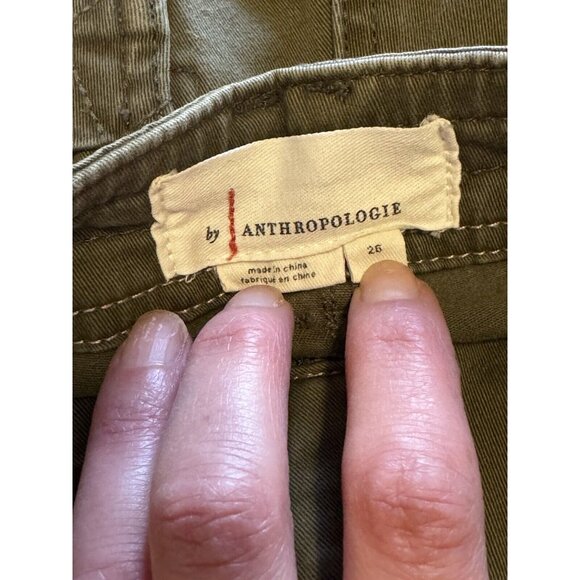 Anthropologie Women  Austen Embroidered Green Floral Cargo Skinny Pants Size 26 - Picture 3 of 16